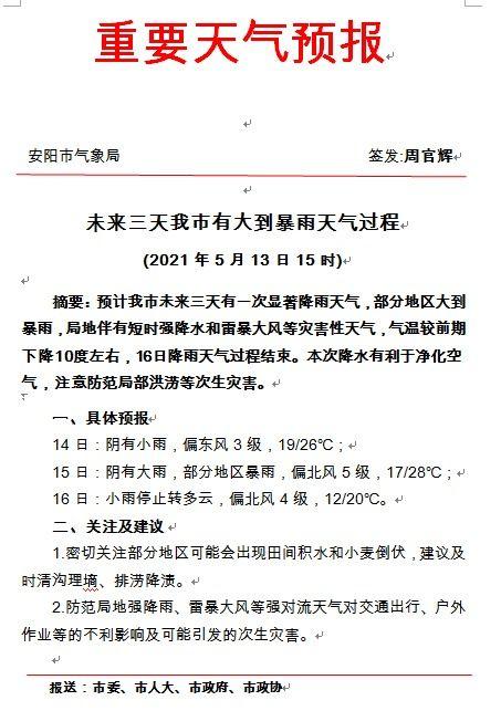 安阳天气预报头条,气温适中，适宜户外活动”
